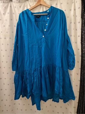 J. Crew Bright Teal Button-Front Tunic